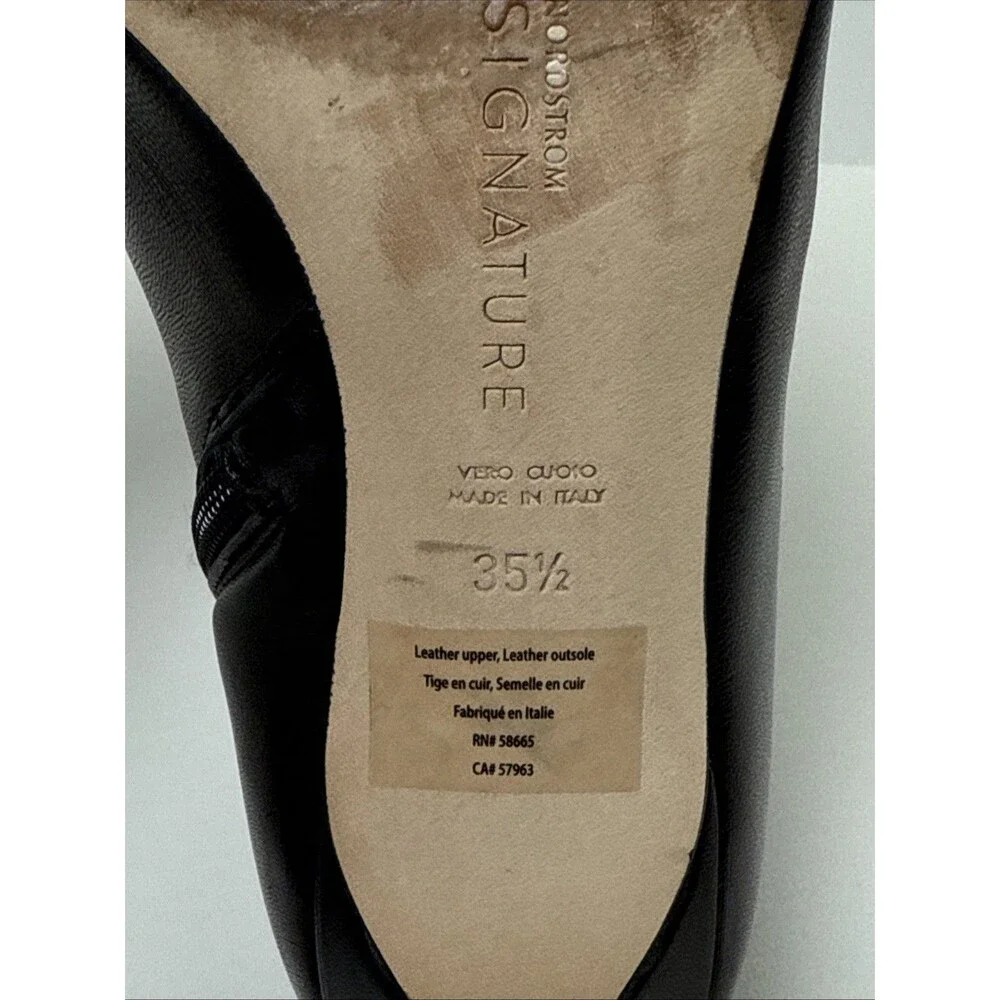 Nordstrom Signature Flora Ankle Bootie Genuine Leather Black Size US 5.5 EU 35.5